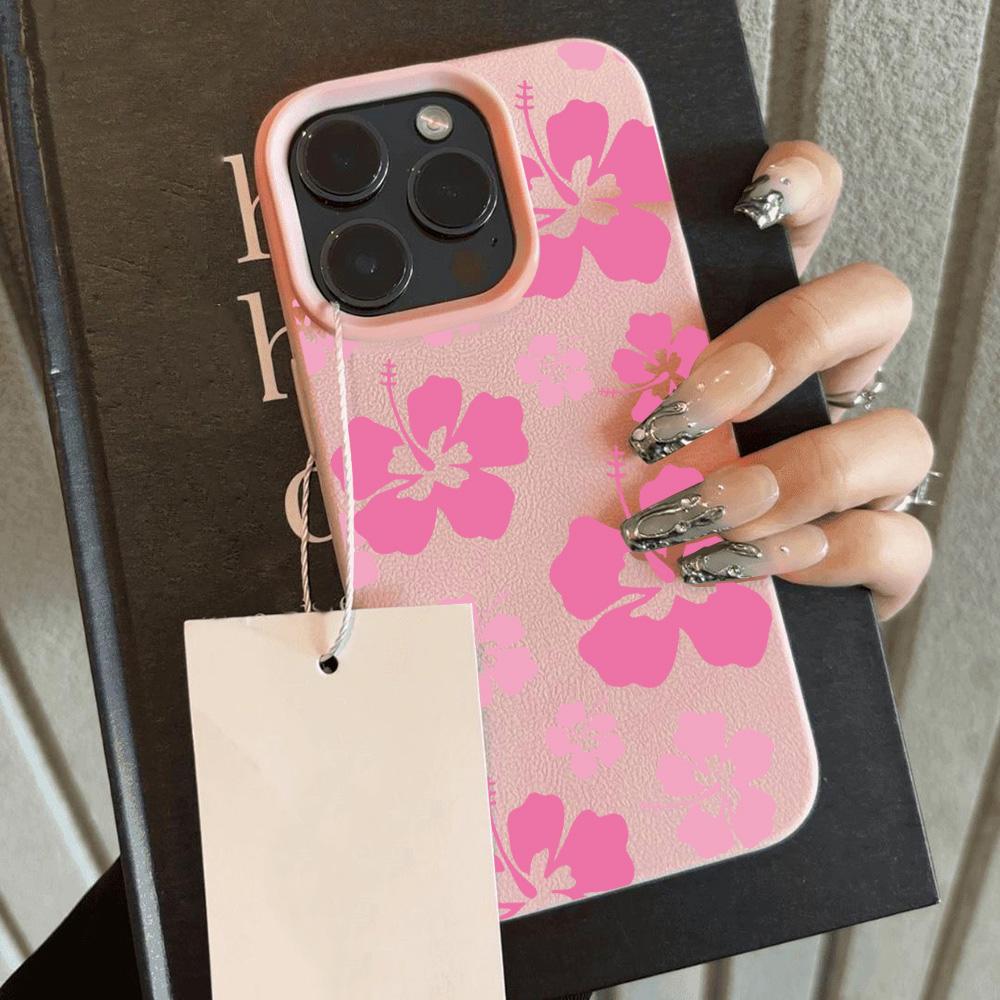HOT Cool Flower Lily Luxury Lichee leather pattern Phone Case For iPhone 17 16e 16 15 14 13 12 11 Air Pro Max Plus X XR XSMax