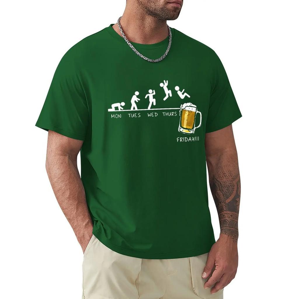 Friday Beer Drinking Men T Shirt Time Schedule Funny Monday Tuesday Wednesday Thursday Digital Print Cotton T-Shirt