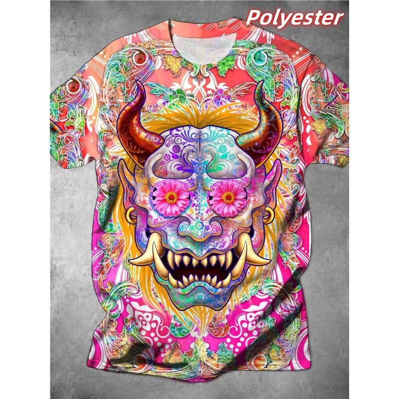 T-shirt Cool à Motif Dessin Animé Coloré Pour Hommes Horloge Magicien Impression 3D Manches Courtes T-shirts d'Été Street Style Amples T-shirts à Col Rond