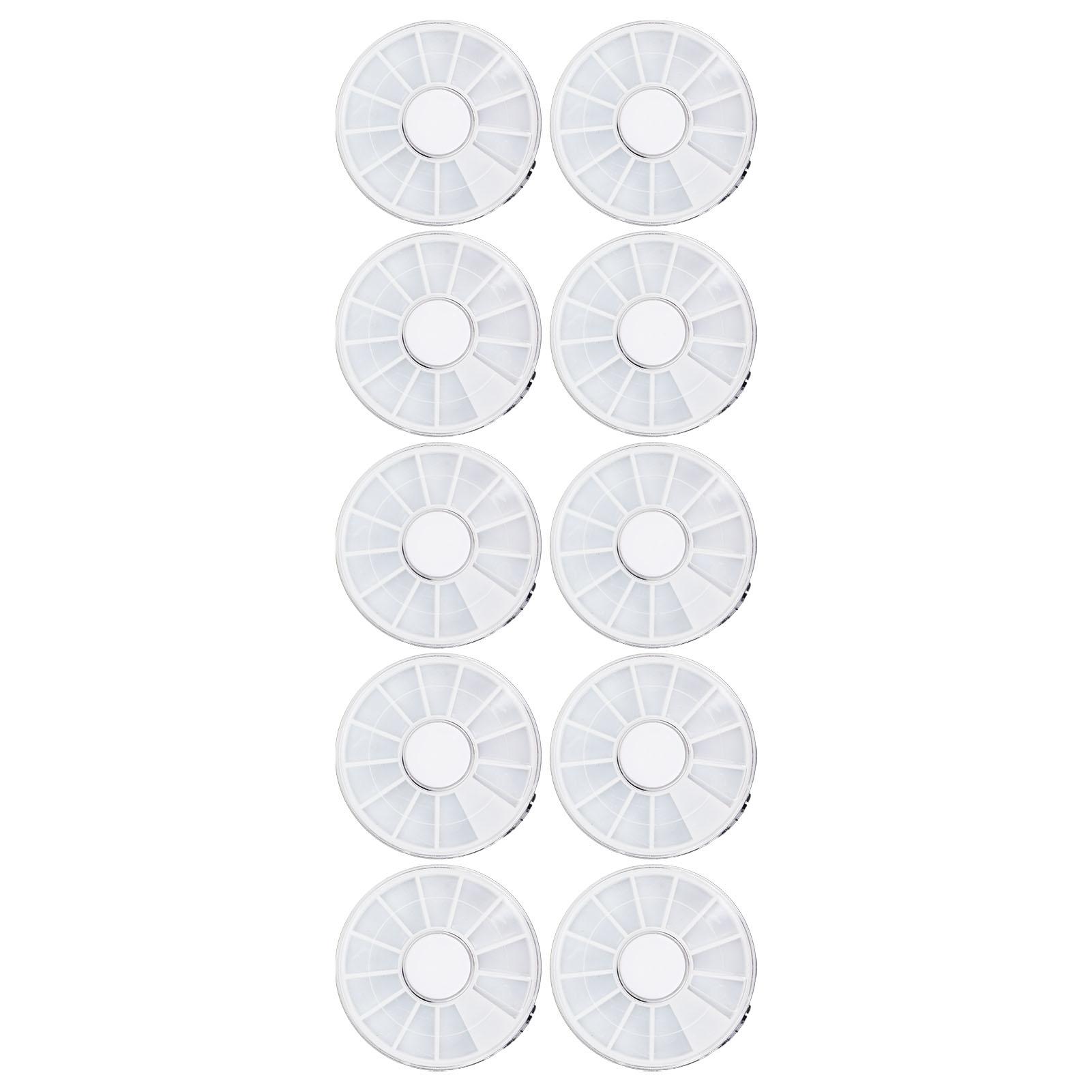 

10 шт. Коробка для хранения украшений для дизайна ногтей, 12 сеток, круглая, пылезащитная, прозрачная, контейнер для хранения украшений для бусин