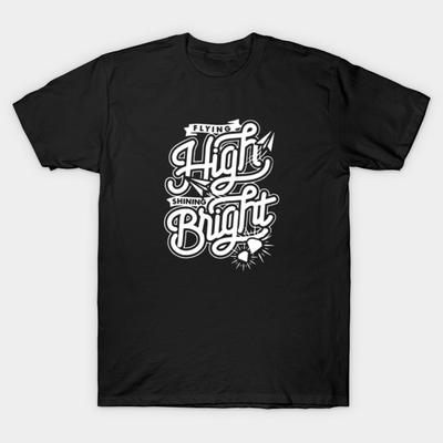 Men Black Print T-shirt Super Large TShirt Flying-high-shining-bright No-Cut Transfer Paper Print Cotton Tshirt