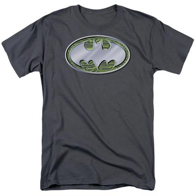 Batman Circuits Logo Mens T Shirt Charcoal