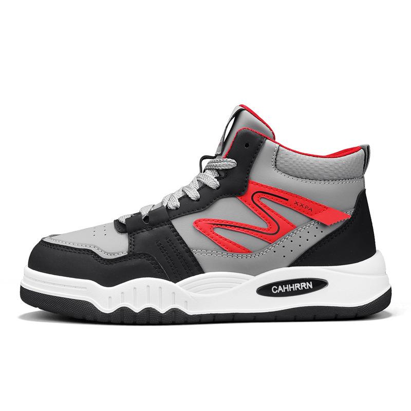 Large Size Board Shoes Autumn and Winter Leather Sports Skateboard Shoes Teen Students High-top Casual Shoes