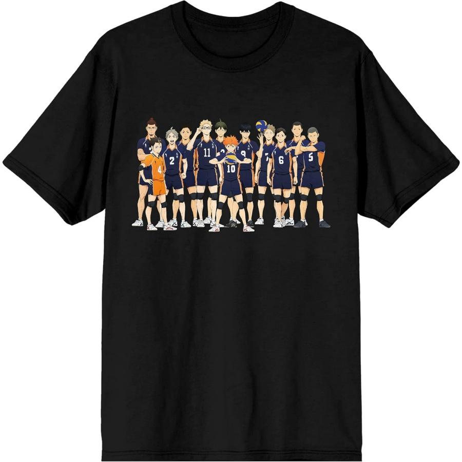 Men s Haikyu Anime Karasuno High Players Characters Black Graphic Tee S