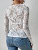 2024 Autumn/Winter Floral Lace Fan-Shaped Blouse for Women