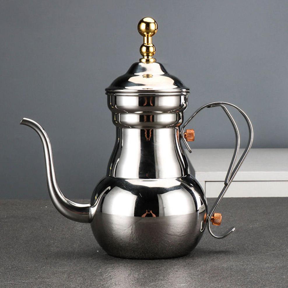 1.5L, Stainless Steel Teapot, Restaurant Tea Kettle with Tea Strainer, Long Spout Pot for Tea Brewing In Mug, Home Tea Infuser
