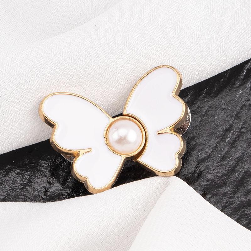 2Pcs Pearl Butterfly Adjustable Pant Waist Tightener Jeans Alloy Button No Sewing Required Easy To Install Accessory Pins