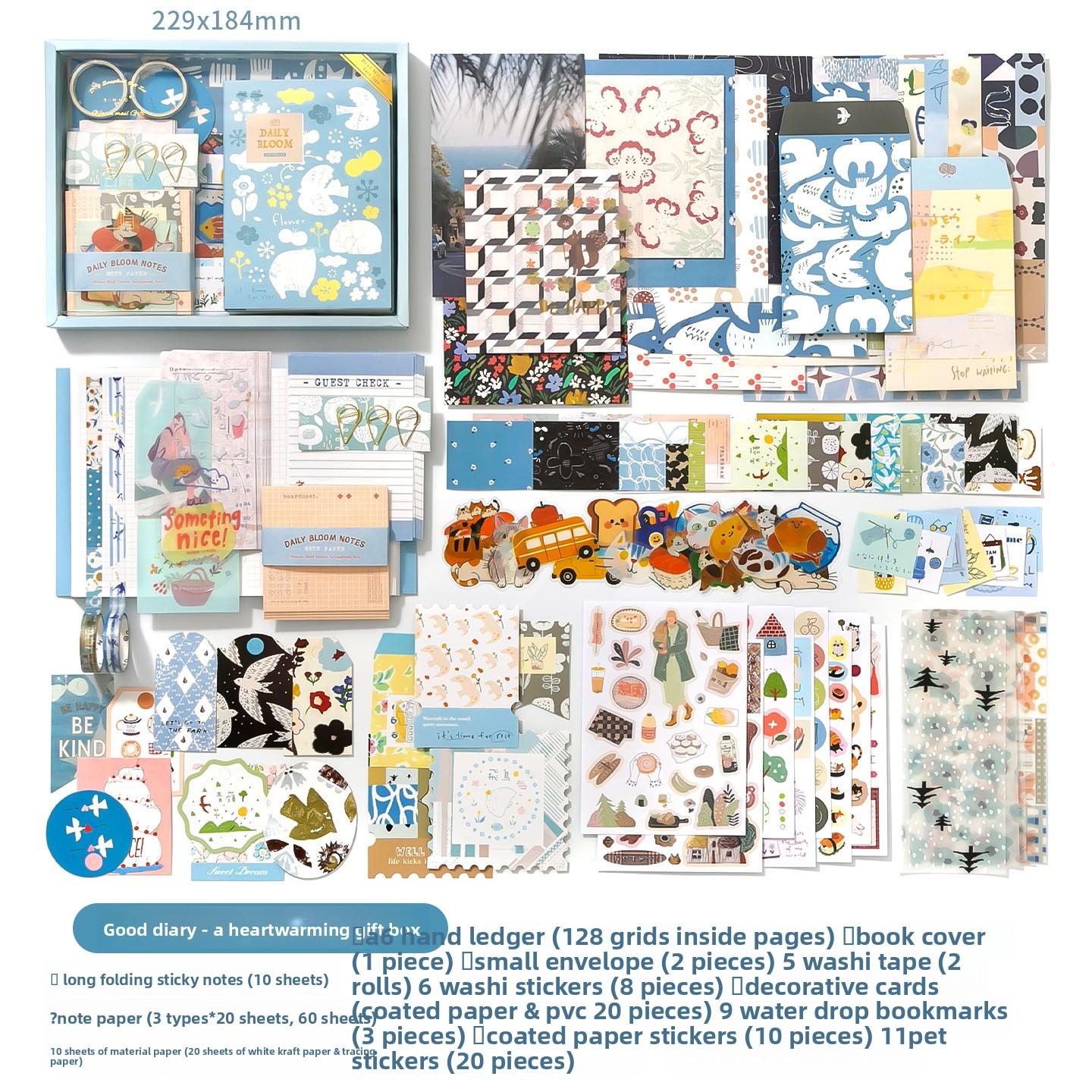 A Set of Stationery Gifts Good Diary Warm Wishes Series Blue-themed Gifts for Students