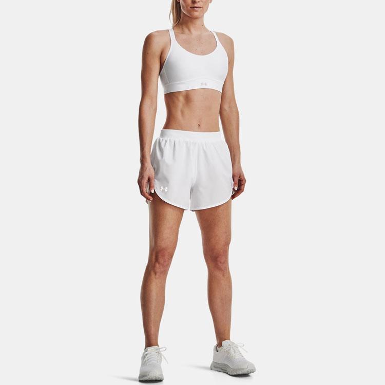 Under Armour Fly-By Elite Logo Print Back Pocket Mid-Rise Elastic Waist Casual Shorts Women Bottoms White 1369766-100