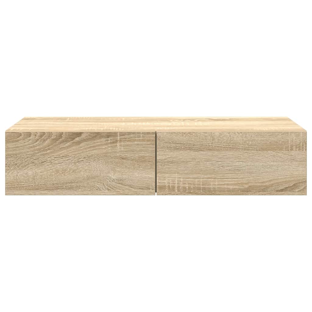 Wall Mounted Shelf with Drawers Sonoma Oak Finish 80 x 33 x 17 cm Engineered Wood