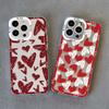 Case For iPhone 15 14 Pro Max Cases Cute Red Love Heart Phone Case For iPhone 11 12 13 Pro Max XS XR X 7 8 Plus Clear Back Cover