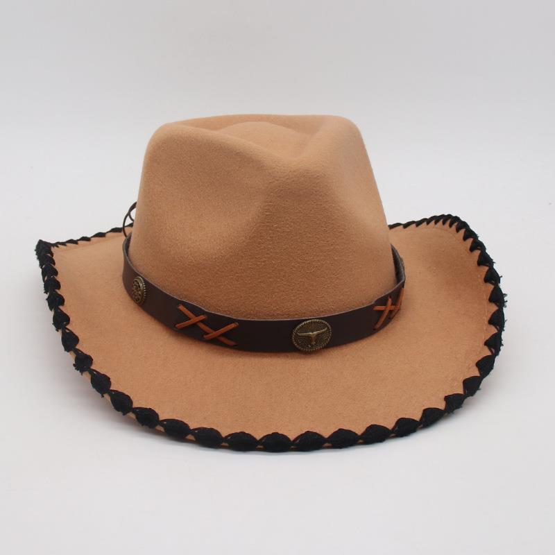 Tibetan Vacation Hemming Top Hat Men'S And Women'S Hat Cowboy Hat Simple Ethnic Style Jazz Hat