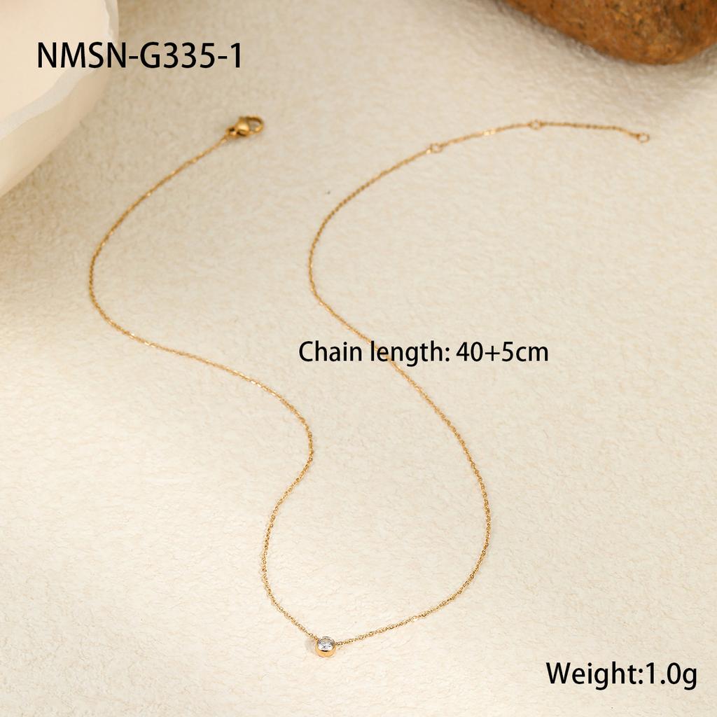 Minimalist 18K Gold Plated Stainless Steel Zircon Pendant Necklace Tarnish Resistant Dainty Hypoallergenic Necklace for Women