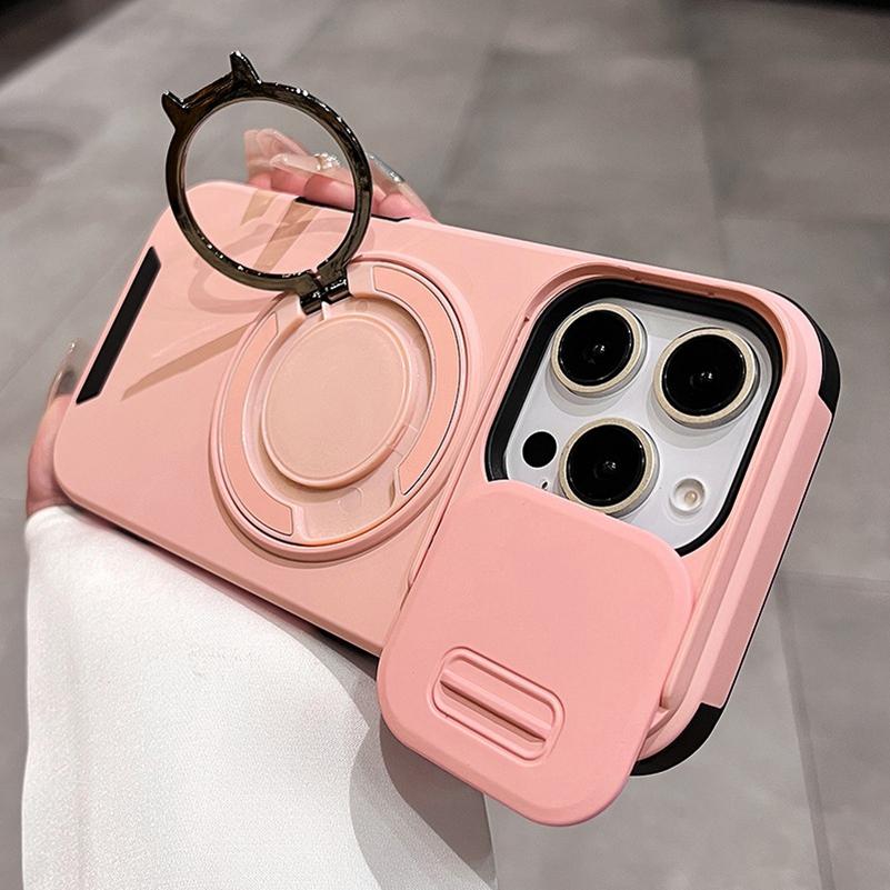 

Slide Camera Protection Magnetic Bracket Magsafe Case for iPhone 15 12 11 13 14 16 Pro Max 16 Plus Heavy-Duty Rugged Armor Cover for iPhone 15 розовый