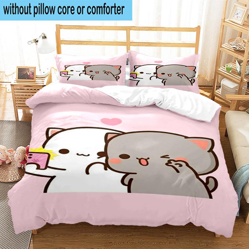 3PCS Bobo Dudu In Love  3pcs Bedding,Including 3PCS Duvet Cover And 2pcs Pillowcases Perfect for Christmas,Ideal for Bedroom, Dormitory