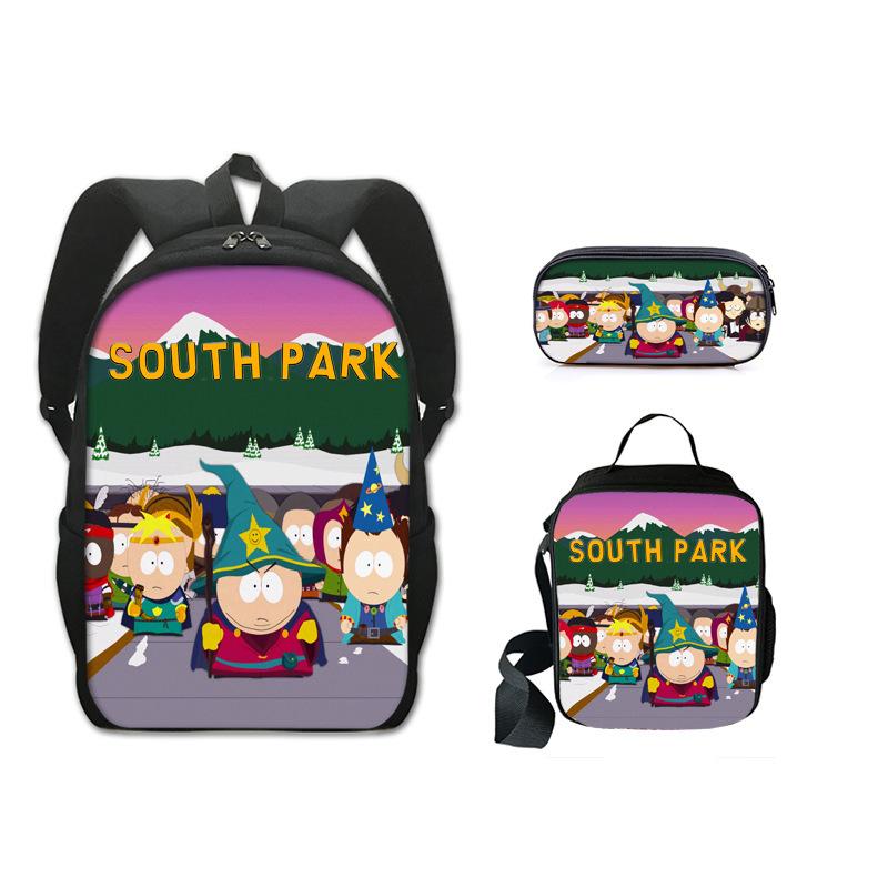 Classic Popular Novelty Funny south park 3D Print 3pcs/Set pupil School Bags Laptop Daypack Backpack Lunch bag Pencil Case