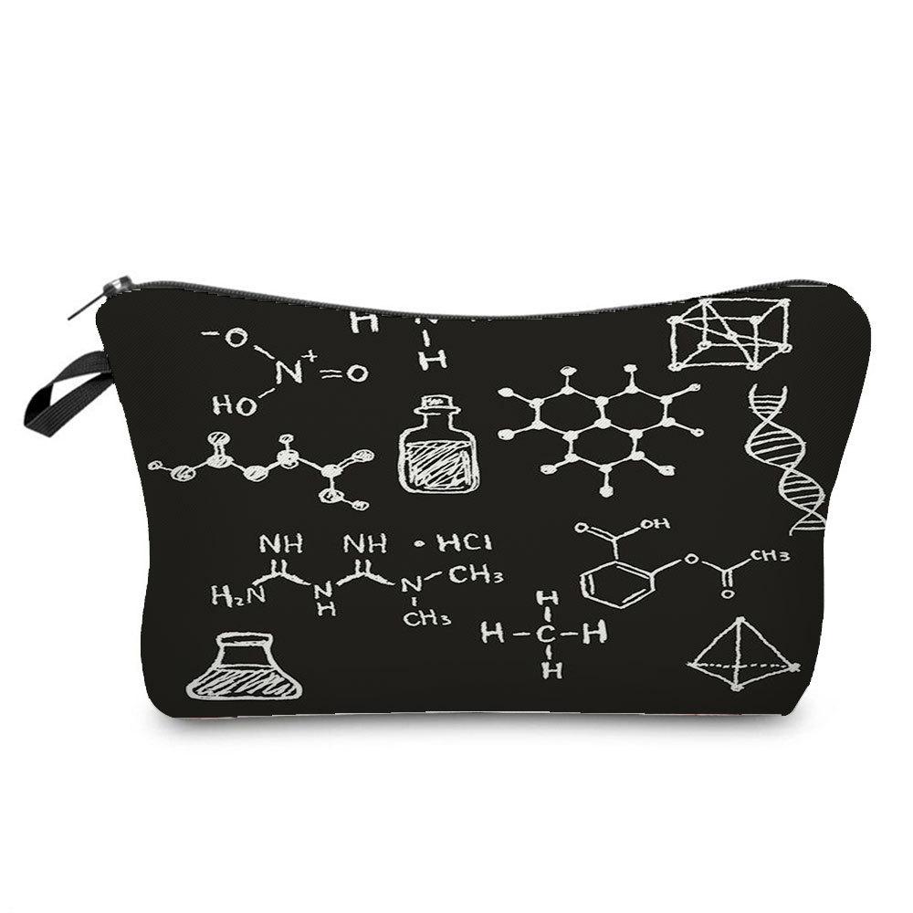 Women Chemical Physics Formulas Print Cosmetic Bag Toiletries Organize Travel Storage Case 6768
