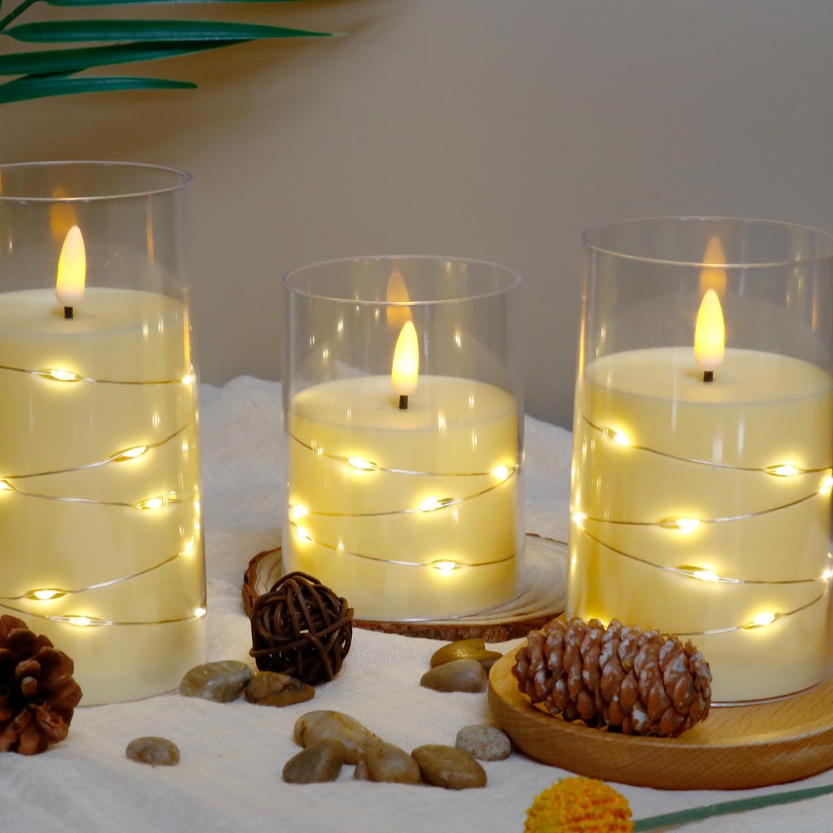 

Светодиодные гирлянды со свечами с дистанционным управлением - Акриловые украшения для концертов, дней рождений и романтического декора WM2363 LED String Bullet Head Transparent