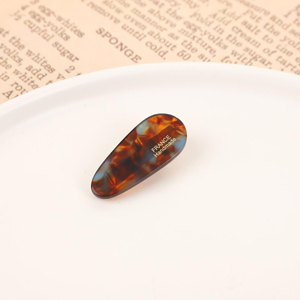 Gold Label High-End Acetate Hair Clip - Versatile Korean Water Drop Side Pin for Bangs & Flyaways