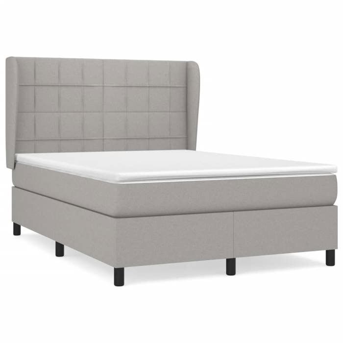 VidaXL Lit à sommier tapissier avec matelas Gris clair 140x190cm Tissu - Modèle 3127957