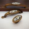 Antique Bronze Ceramic Cupboard Handle Knobs Vintage Zinc Alloy Furniture Kitchen Door Drawer Ceramic Pulls Handles