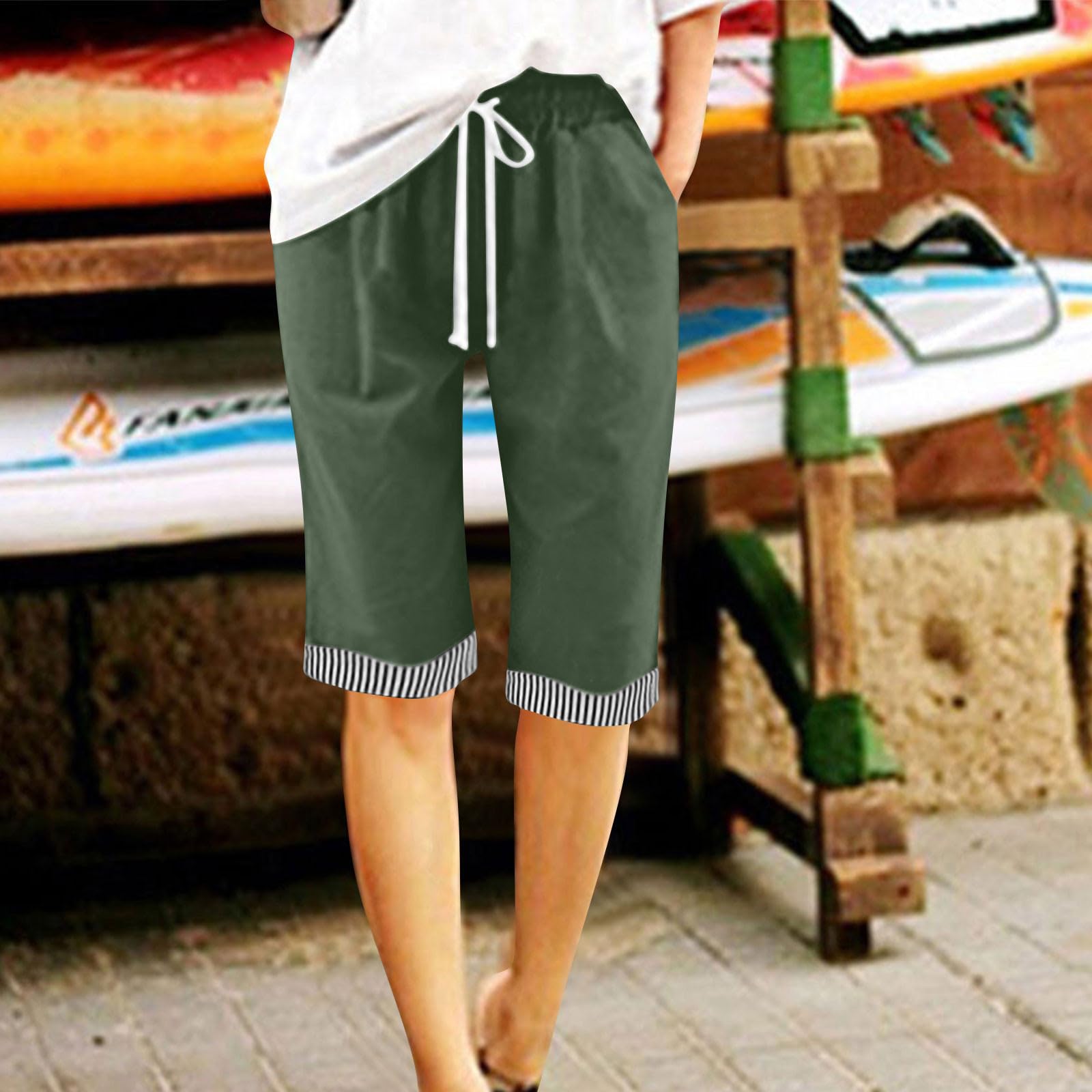 

Женские Повседневные и Модные Цветные Свободные Брюки L армия зеленый