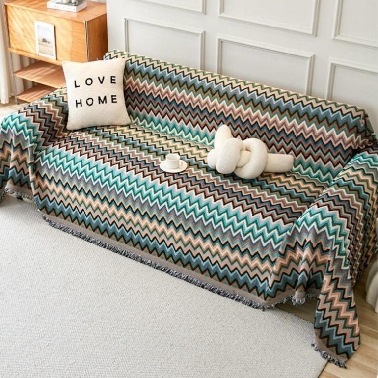 

Ретро хлопковое льняное полотенце для дивана с защитой от царапин от кошек, всесезонные универсальные чехлы для дивана для гостиной в стиле бохо, чехол для дивана для дома 130x180cm