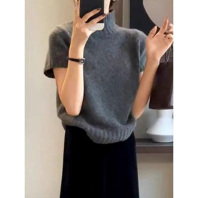 Grauer Rollkragenpullover Weich Wachsartig für Damen Herbst Neuer Stil High-End Lässiger Stil Vielseitiger Pullover