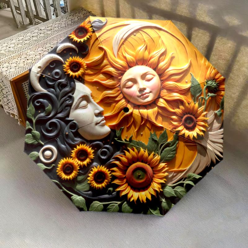 1 st Automatiskt Fällbart Paraply - Tecknat Mönster, Bärbar & Vikbar Design med 8 Ribbor, Jul- Födelsedagspresenter