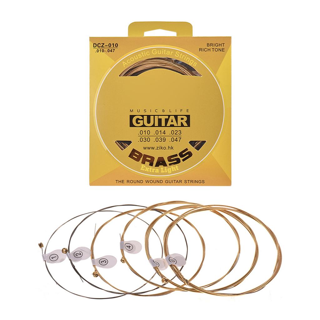 ZIKO DCZ 010 Extra Light Acoustic Guitar Strings Hexagon Alloy Wire Brass Wound Corrosion Resistant 6 Strings Set