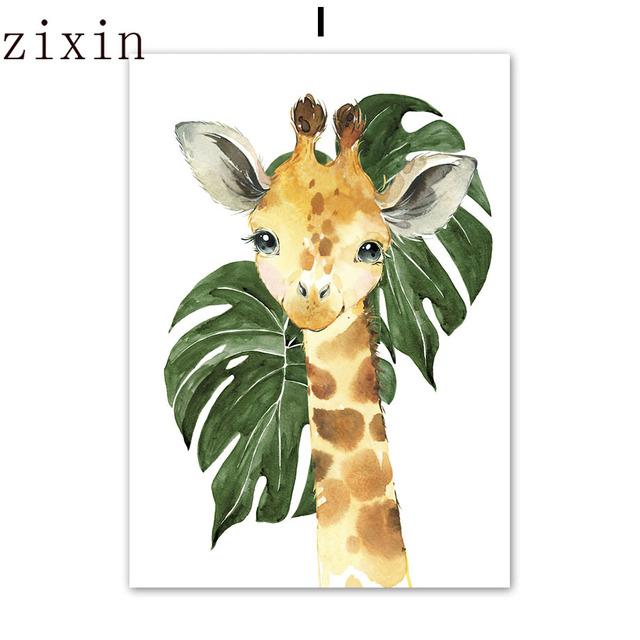 Niedlicher Löwe, Giraffe, Zebra, Gepard, Dschungeltiere, Wandkunst, Leinwand, nordische Poster, Malerei und Drucke, Wandbilder, Kinderzimmer-Dekoration