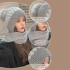 Women'S Korean Hooded Scarf Winter Hats Woman Cold Protection Warm Scarf Hat Cute Fur Ball Ear Protection Thickened Knitted Hat