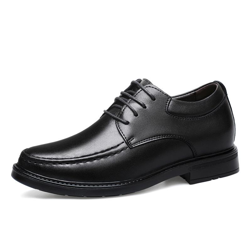 Men's Leather Cross-Strap Height-Increasing Shoes, 8CM Elevation, Stylish Formal/Casual, Large Size, Wedding-Ready