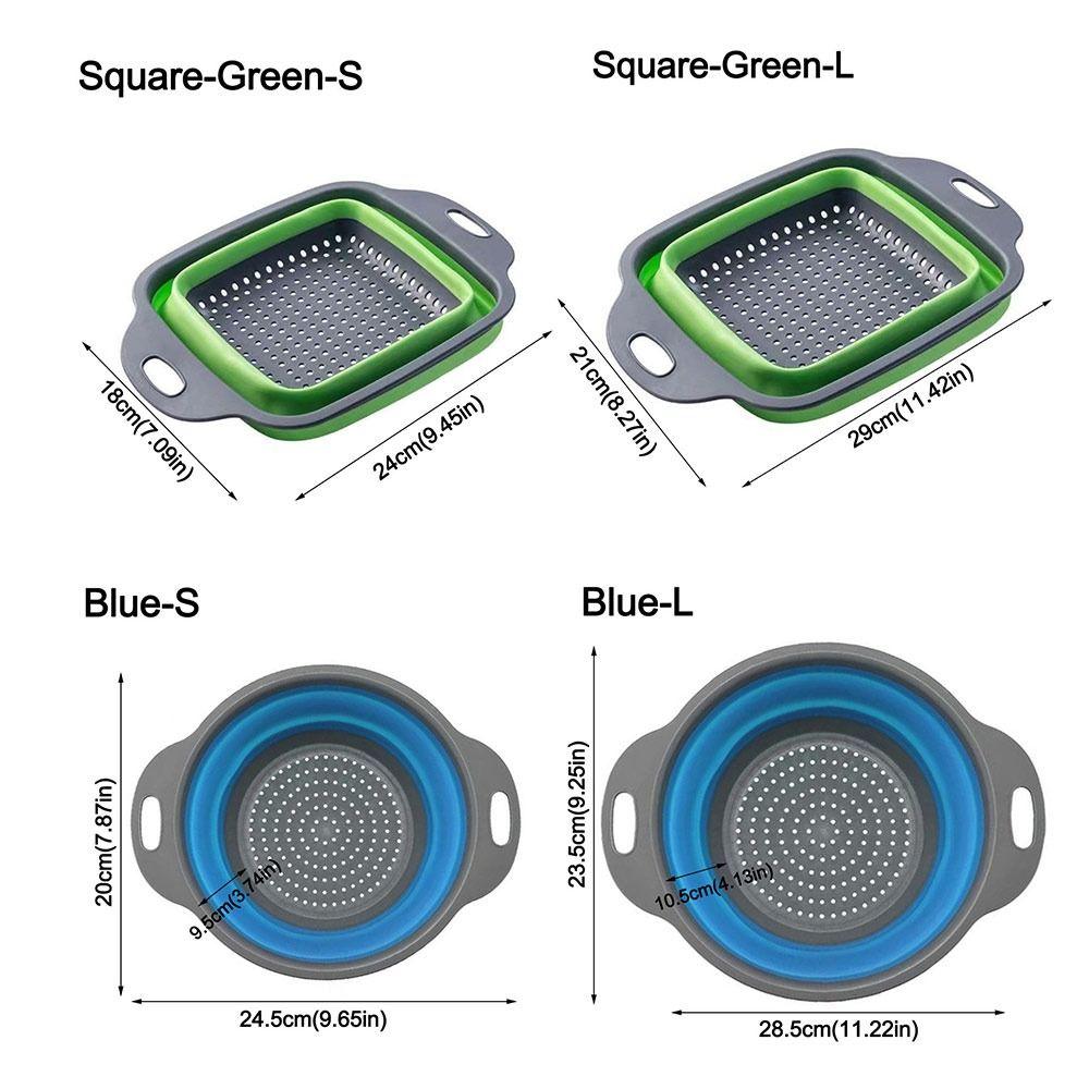 Silicone Folding Drainer Basket Drain Device Multifunctional Collapsible Colander Food Grade Fruit Vegetable Washing Basket