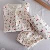 Children's 100% Cotton Gauze Pajama Set for Spring/Summer - Loose, Thin Long Sleeve for Boys and Girls