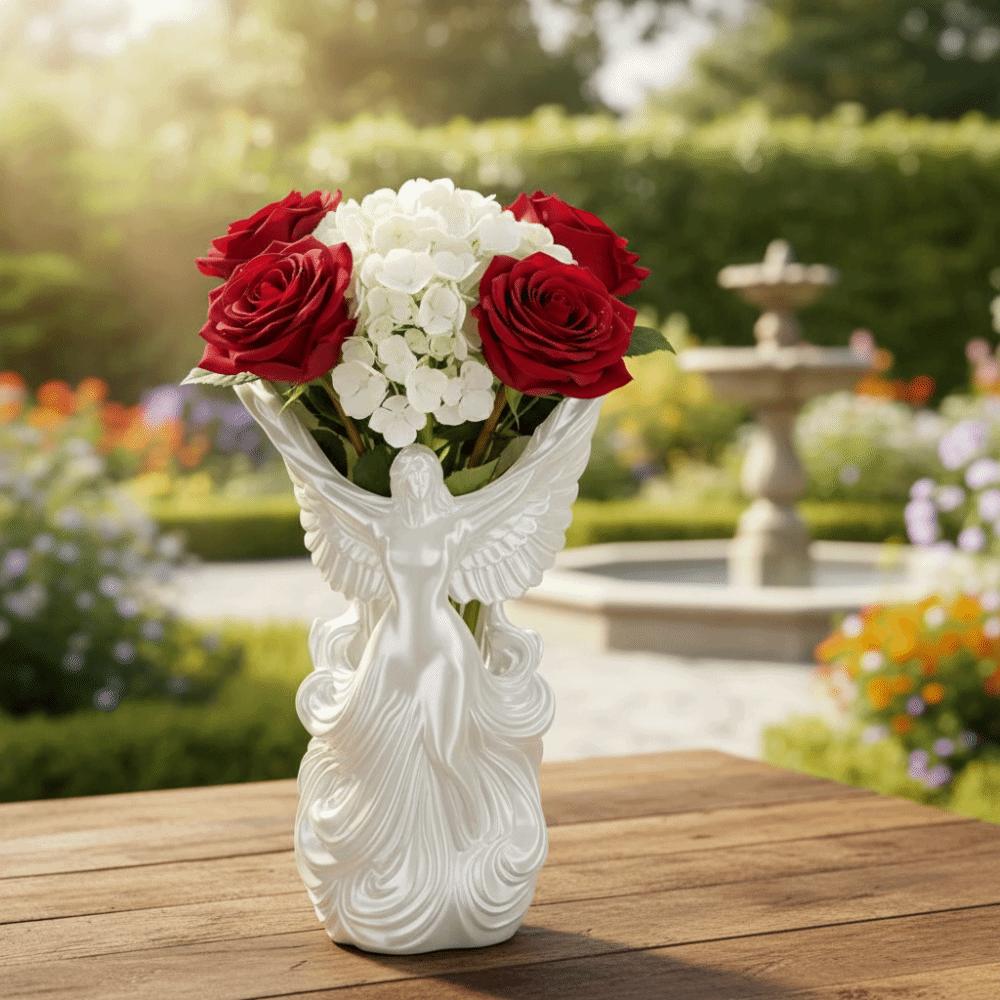 Angel Wings Design Angel-Shaped Vase Container Decorative Design Angel Wings Pen Holder Multi-Purpose Organizer Desktop Use