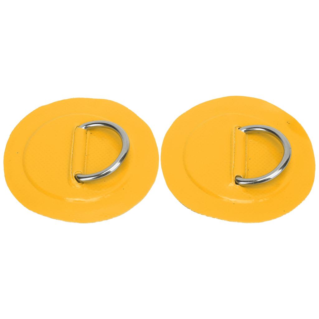 2 Pcs Inflatable Boat DRing Pad Patch PVC Durable Marine Stainless Steel Fixed Buckle(Yellow )