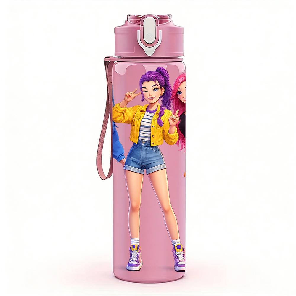 1 ud. Vibrante Brillante Banda de Chicas Kpop Busto 750ml Botella de Agua de Plástico de Color Tapa con Pitorro abatible a Prueba de Fugas Para Deportes Oficina Uso en Casa