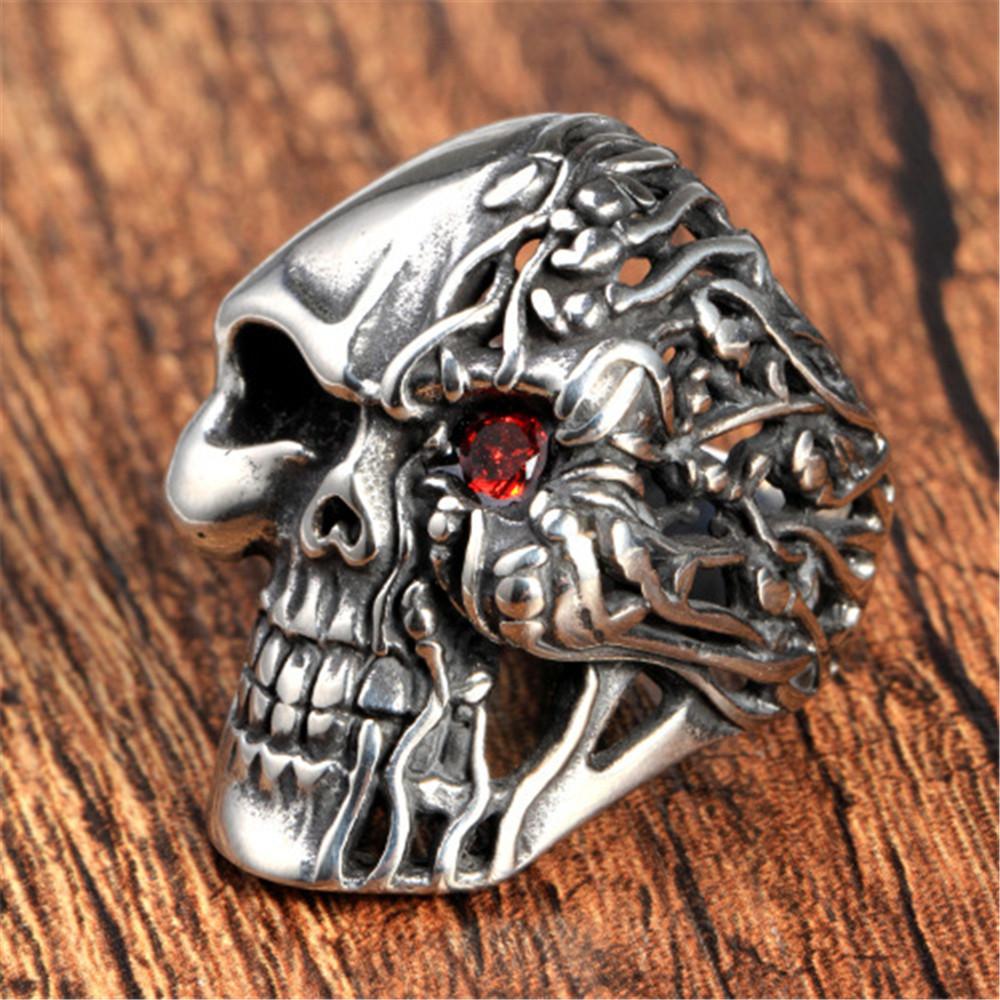 Zubehör Halbseite Brennend Einäugiges Totenkopf Set mit Zirkon Herren Dominanter Handring