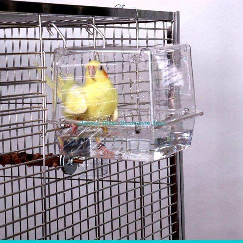 H7BF Shower Box Feeder,Sleeping Nest,Small Birds Bathtub for Pet Finch Accessories Parrot Bath Box with Clear View for Pet