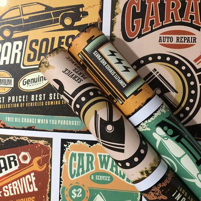 Retro Cartoon Self-Adhesive Waterproof Wallpaper Bedroom Living Room Wall Decor Desk & Furniture DIY Removable Stickers