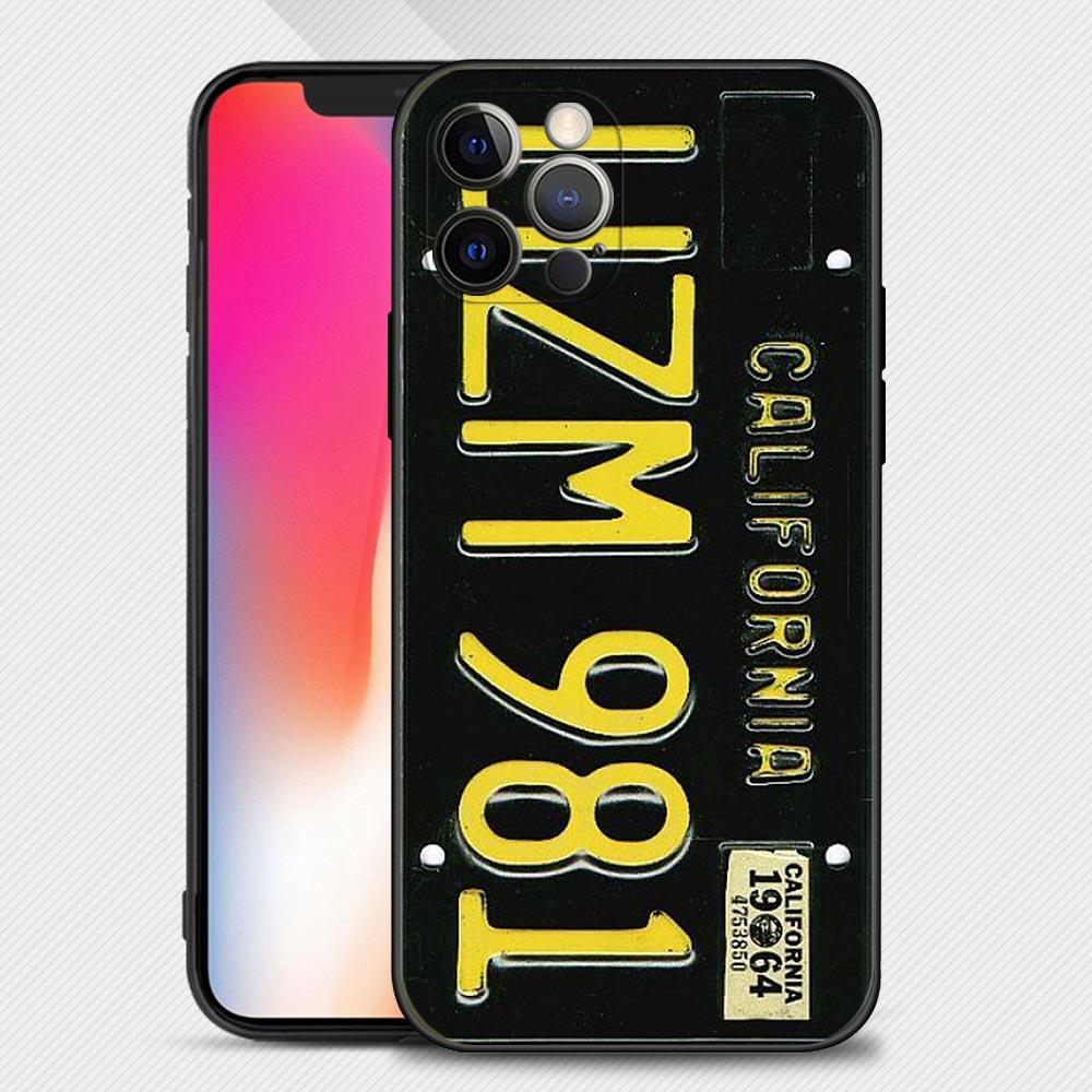 Retro Funny License Plate Number Car Case For Apple iPhone 15 14 13 12 11 Pro Mini XS Max XR X 7 8 Shell Capa