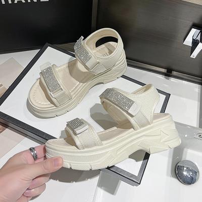 Damen Luxus Trendy Sandalen Sommer Sport Schuhe 2024 Neue Dicke Sohle Kuchen Mode Casual Strand Schuhe