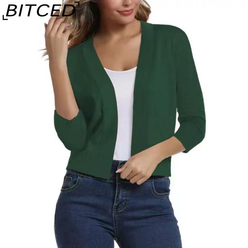 

BITCED Women s Knitwear Elegant Minimalist Versatile Short Cardigan Spring/Fall Knit Cardigan XXL
