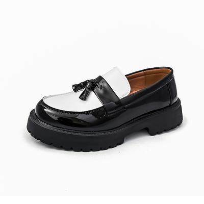 2026 New Thick-soled Height-increasing Fringed Big-head Leather Shoes Casual Loafers for Young Men British Trendy Bean Shoes