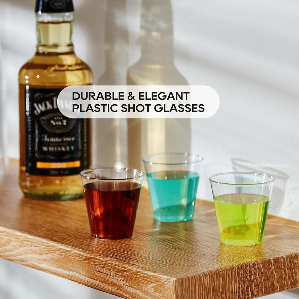1OZ Plastic Shot Glasses, Disposable Cups, Tasting Cups Party Cups Perfect for Whiskey, Wine Tasting, Food Samples, and Parties