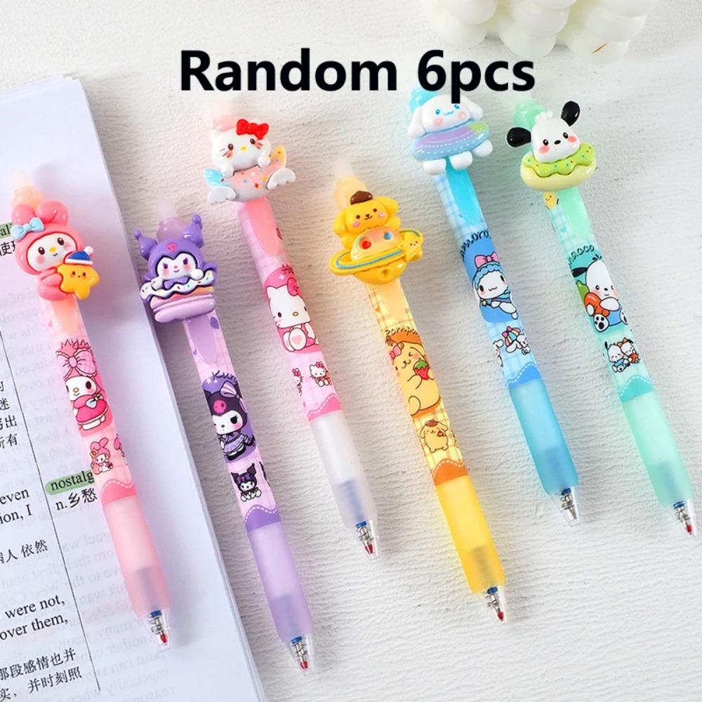 Pcs/Lot 6/36 Kuromi Erasable Gel Pen Cute 0.5Mm Blue Ink Neutral Pens Promotional Gift Office School Supplie For Kids Adults Children's Birthday Gift