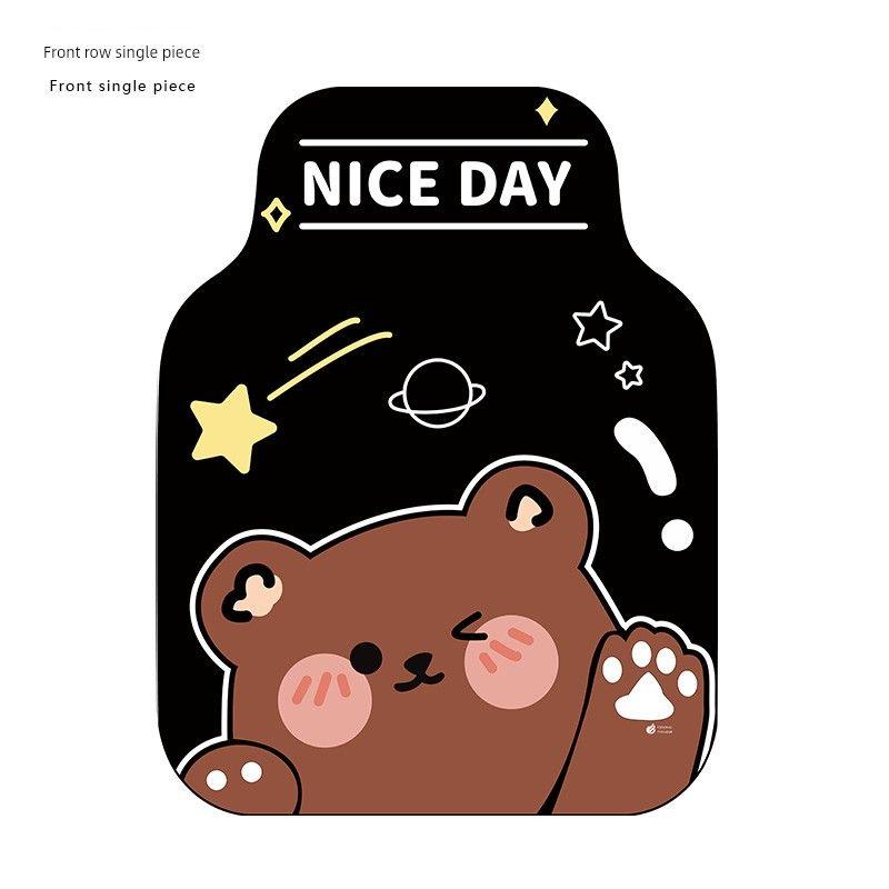 

Car Foot Mat Universal Main and Auxiliary Driving Single Piece One-Piece Floor Mat Earth Removing Stain-Resistant Non Slip Car Mats Upper Carpet Meteor Bear - Front Row Single Pack (Diatom Mud)