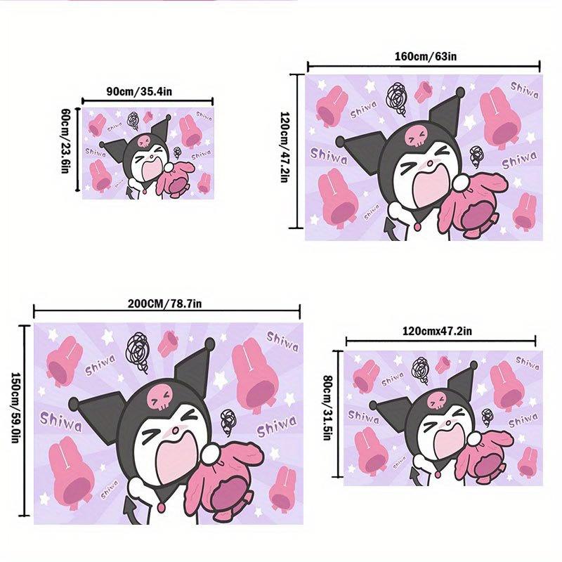 1pc Sanrio Kuromi Mermaid Printed Office Carpet Rectangle Rug Under The Table,Perfect Room Decor for Living Room, Bedroom, Kitchen, Non-slip Floor Mat