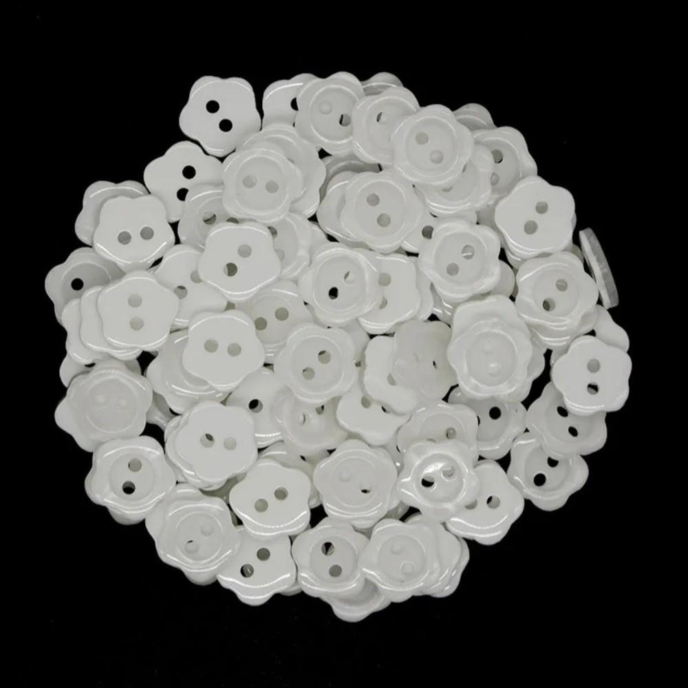 High Quality Round Flower Shape Buttons Pearlescent Two Holes Resin Sewing Buttons 11mm Sewing Accessories Scrapbook Decoration